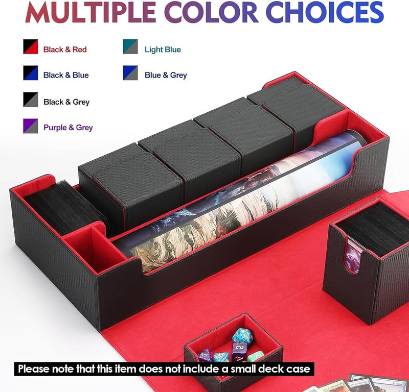 Scimi Premium Trading Card Storage Case TCG Deck Box Holds 1800+ Sleeved Cards for MTG, YuGiOh, Uno, Sport with Strong Magnet Closure (Black & Red) - Image 2